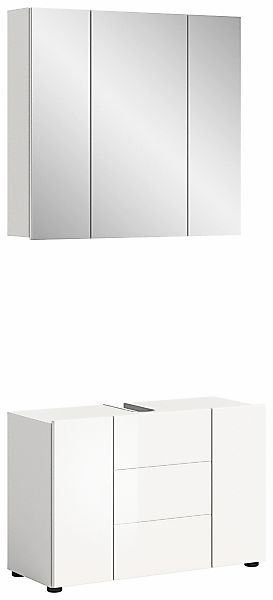 welltime Badmöbel-Set "BIEL, TOPSELLER, 2 teilig, inkl. Beleuchtung, MDF Fr günstig online kaufen