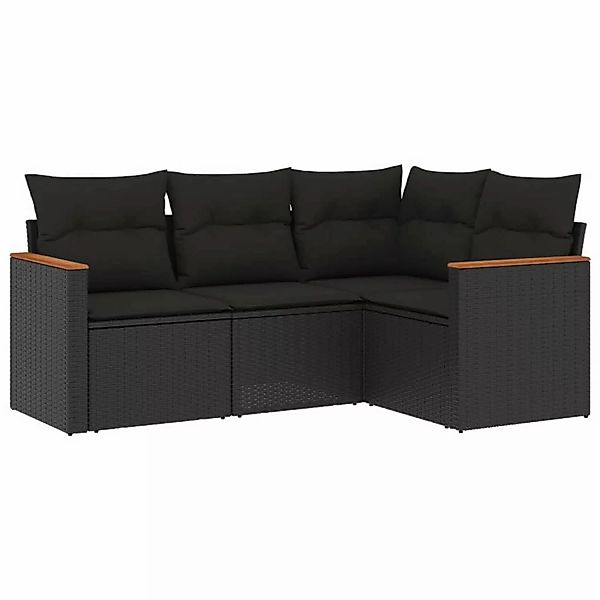 vidaXL 4-tlg Garten-Sofagarnitur mit Kissen Schwarz Poly Rattan Modell 63 günstig online kaufen