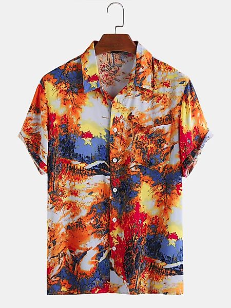 Männer abstrakt Tie-Dye gedruckt Urlaub Casual Shirt günstig online kaufen
