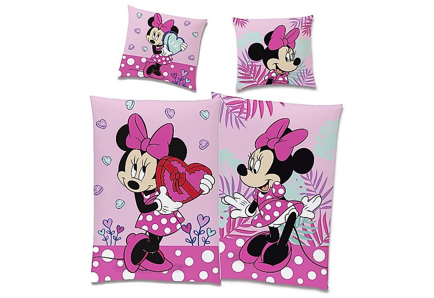 BERONAGE Kinderbettwäsche Minnie Mouse Herz Bettwäsche Biber / Flanell, Bau günstig online kaufen