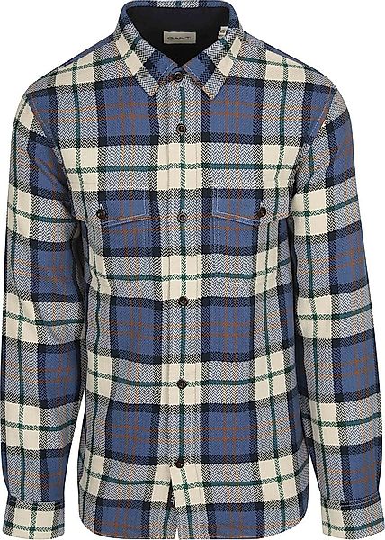 Gant Overshirt Herringbone Karos Blau - Größe XXL günstig online kaufen