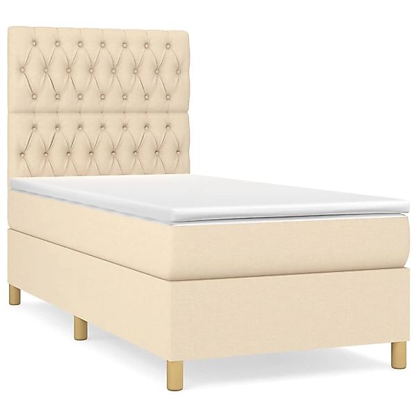 Vidaxl Boxspringbett Mit Matratze Creme 100x200 Cm Stoff günstig online kaufen