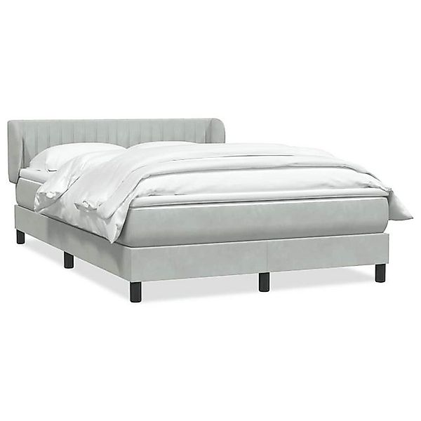 vidaXL Boxspringbett, Boxspringbett mit Matratze Hellgrau 140x210 cm Samt günstig online kaufen