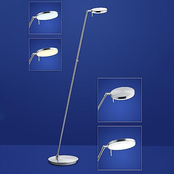 LED Stehleuchte Omega in Nickel-matt und Chrom 19W günstig online kaufen