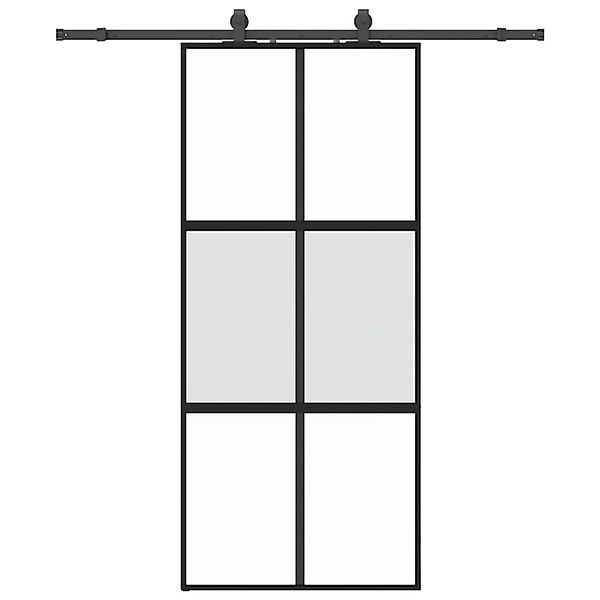vidaXL Schiebetür mit Beschlag Schwarz 90x205 cm Hartglas 3375824 günstig online kaufen