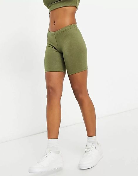 Unique21 – Gestrickte Legging-Shorts in dunklem Khaki-Grün günstig online kaufen