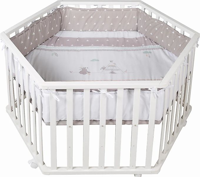 roba Laufgitter "Indibär, 6-eckig" bis 15 kg mit Stoffeinlage und Nestchen günstig online kaufen