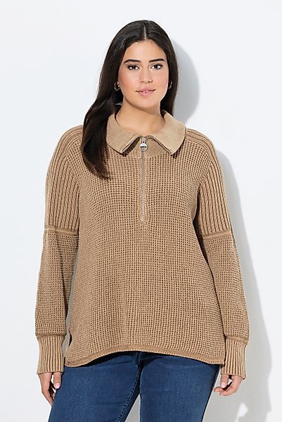 Ulla Popken Troyer Pullover Vintage-Look Troyerkragen günstig online kaufen