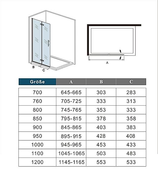 duschspa Dusch-Falttür 195cm Nano Glas Nischentür Dusche Walkin Falttüren D günstig online kaufen