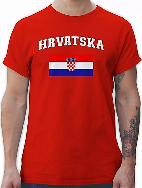 Shirtracer T-Shirt Hrvatska Schriftzug mit Flagge, Kroatien, Croatia, Kroat günstig online kaufen