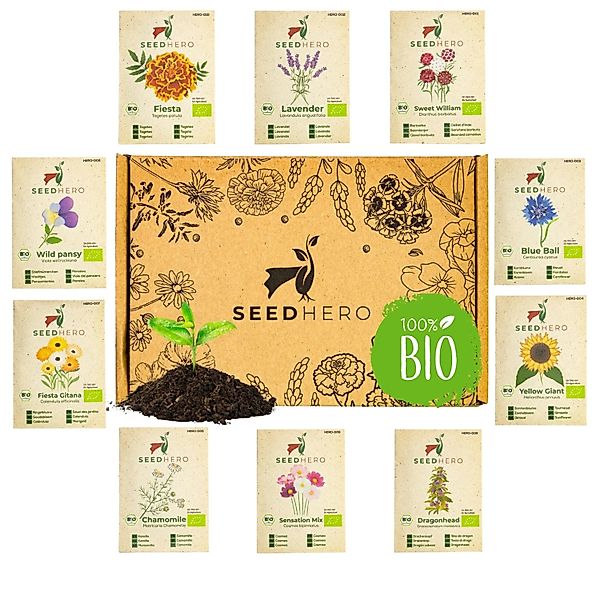 Seedhero BIO Essbare Blüten Blumensamen Set Mit 10 Sorten günstig online kaufen