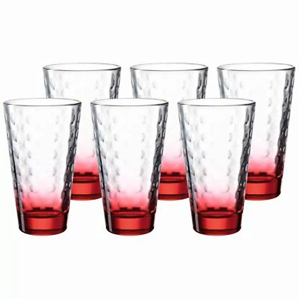 LEONARDO OPTIC Trinkglas groß 300 ml mit rotem Boden 6er Set Trinkgläser günstig online kaufen