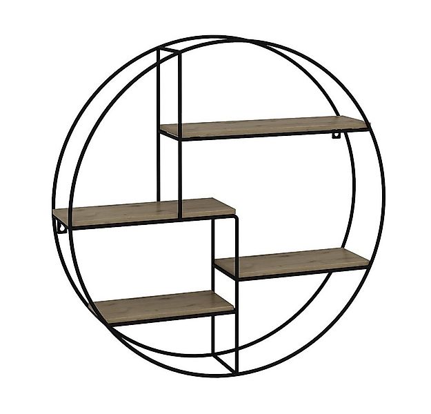 Vicco Bücherregal Fyrk, Eiche/Schwarz, 55 x 55 cm Rund günstig online kaufen