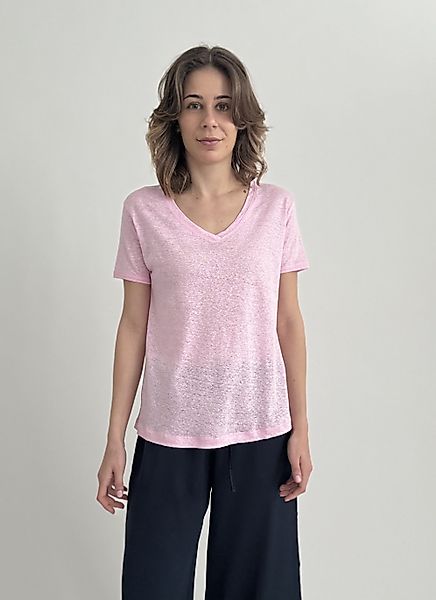 Zuckerwatte V-Shirt aus 100% Leinen, A-Linie günstig online kaufen