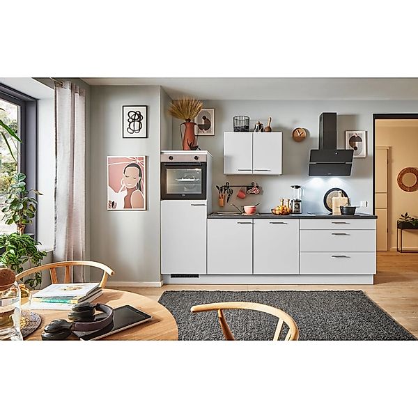 pino Küchenzeile 260 cm Lichtgrau Anschlag,inks 1 Geräteschrank günstig online kaufen