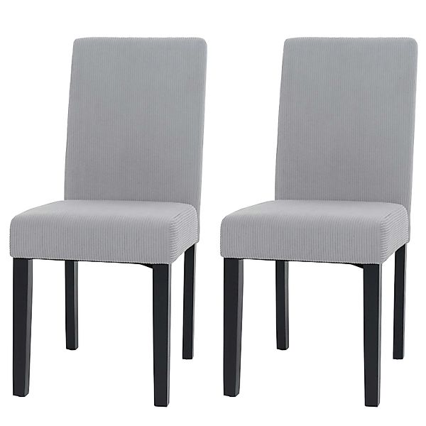 MCW Esszimmerstuhl Littau Cord 2er-Set Hellgrau Dunkle Beine günstig online kaufen
