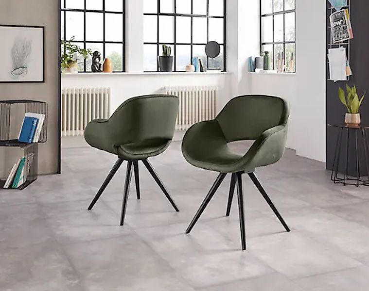 INOSIGN Armlehnstuhl »Aurora«, (Set), 2 St., Microfaser, Gestell aus Massiv günstig online kaufen