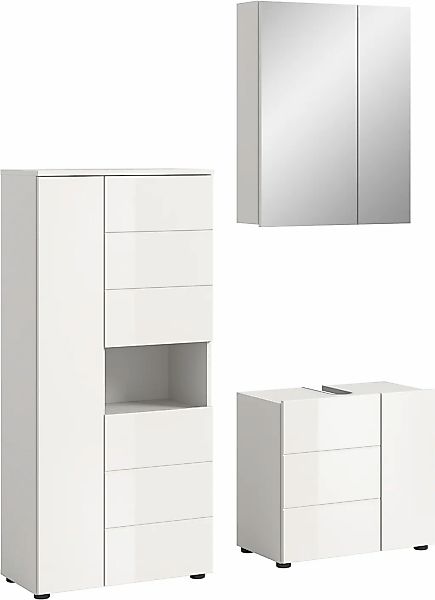 welltime Badmöbel-Set "Biel, Höhe 190 cm, Midischrank, Unterschrank, Spiege günstig online kaufen