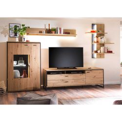 Wohnwand in Eichefarben und Anthrazit modern (vierteilig) günstig online kaufen