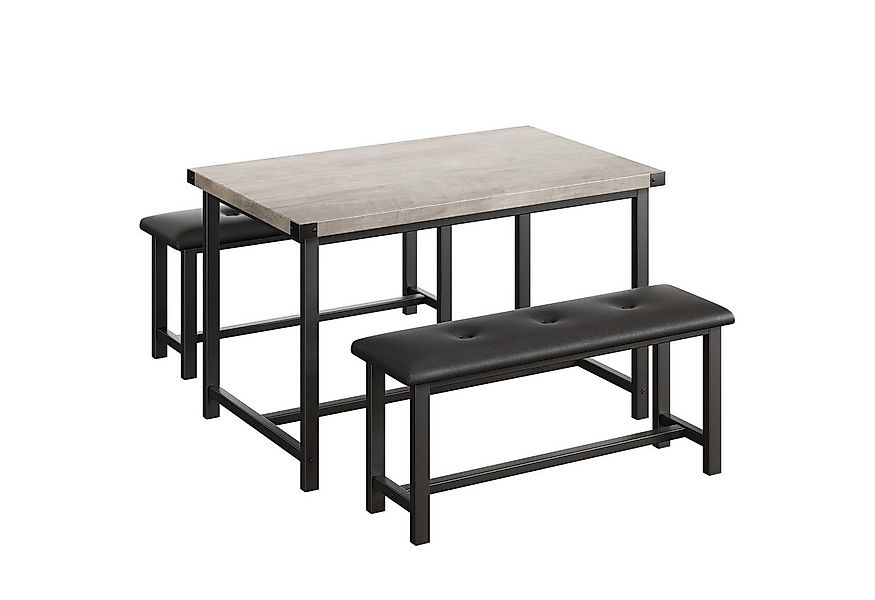 GarveeMore Essgruppe Esstisch mit 2 Gepolsterten Bank,3-teilig,Metallbeine, günstig online kaufen