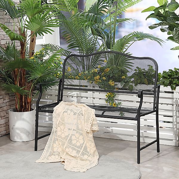 Outsunny Gartenbank aus Metall, 2-Sitzer, wetterbeständig, günstig online kaufen