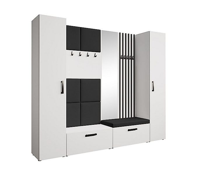 Beautysofa Garderobenschrank mit gepolsterten Paneelen und Spiegel MARGARET günstig online kaufen