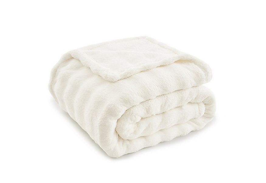 Wohndecke Kuscheldecke 150x200 weiß, Fleecedecke weich, Topfinel, dicke Dec günstig online kaufen