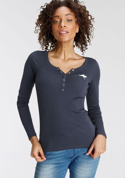 KangaROOS Langarmshirt krempelbare Ärmel, figurbetonter Schnitt, günstig online kaufen