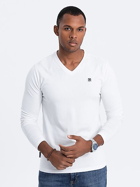 OMBRE Longsleeve Herren-Elastan-Longsleeve mit V-Ausschnitt günstig online kaufen