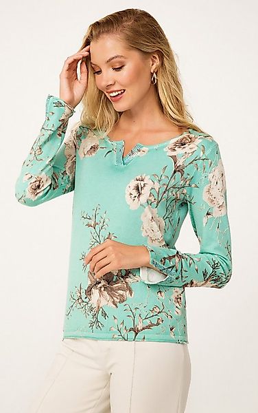 Passioni Strickpullover mit Blumenmuster und Strass Rundhalsausschnitt mit günstig online kaufen