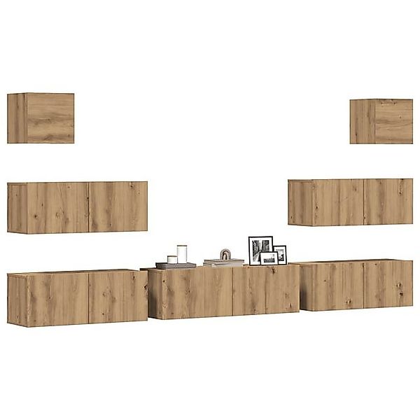 vidaXL Schrankmodule 7-tlg. TV-Schrank-Set Wandmontage Artisan-Eiche Holzwe günstig online kaufen