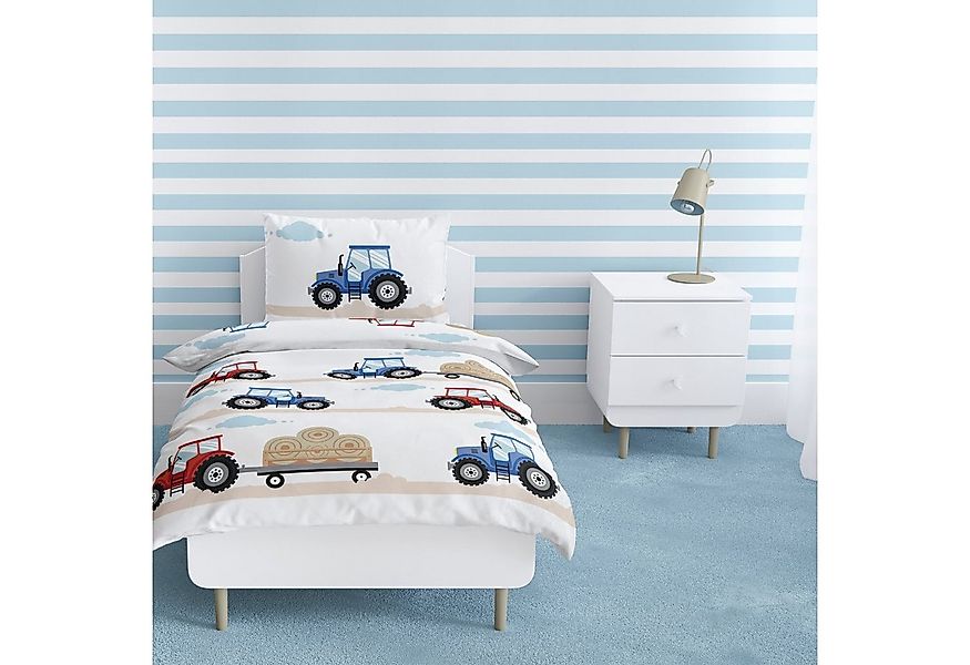 MTOnlinehandel Babybettwäsche Traktor 100x135 + 40x60 cm, 100 % Baumwolle, günstig online kaufen
