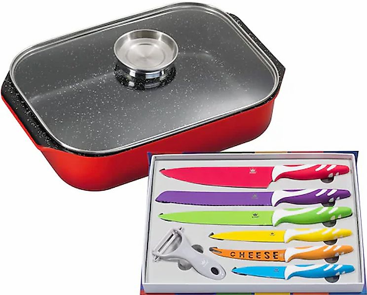 KING Bräter, Aluminiumguss, (Set, 9 tlg.), Bräter-/Schmortopf+Glasdeckel,Ke günstig online kaufen