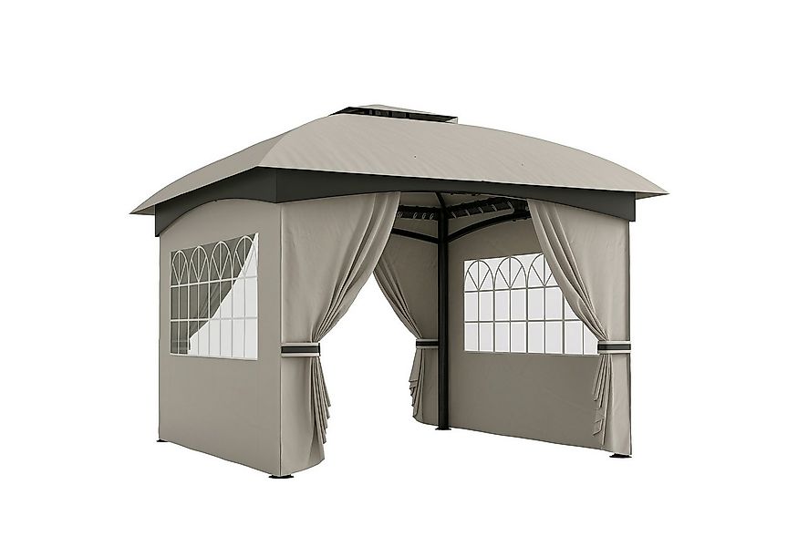 Outsunny Pavillon wasserabweisend Gartenpavillon mit 4 Seitenteilen, Doppel günstig online kaufen