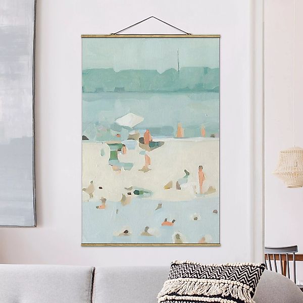Stoffbild Kunstdruck mit Posterleisten - Hochformat Sandbank im Meer I günstig online kaufen