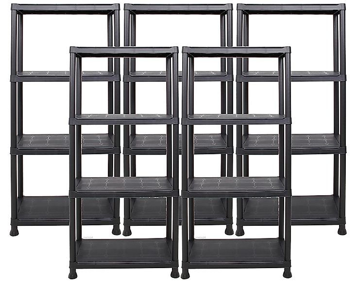 ONDIS24 Steckregal 5x Kunststoffregal, 60 x 30 x 135 (H) cm, 4 Böden, Schwe günstig online kaufen