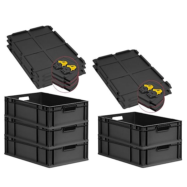 PROREGAL SuperSparSet 5x Eurobox Nextgen Grip Mit Scharnierdeckel Und Gelbe günstig online kaufen
