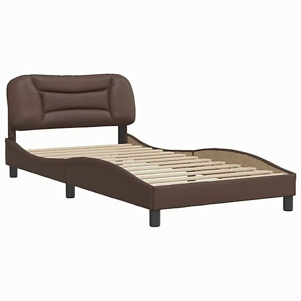 vidaXL Bett Bettgestell mit Kopfteil Braun 100x200 cm Kunstleder günstig online kaufen