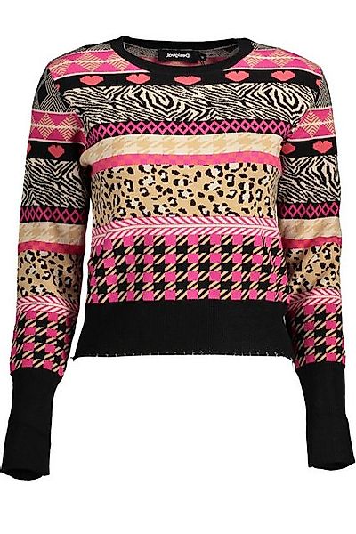 Desigual Strickpullover Schwarzer Damenpullover mit Kontrastdetails und Run günstig online kaufen