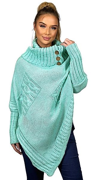 Mississhop Strickponcho Poncho Strick Sweatshirt Pullover Umhang Überwurf günstig online kaufen