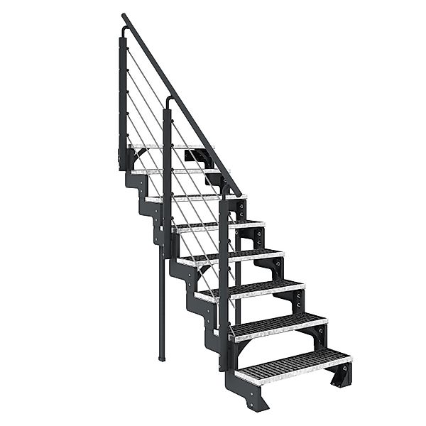 Dolle Außentreppe Gardentop Anthrazit 8 Gitterroststufe 80 cm inkl. Gelände günstig online kaufen