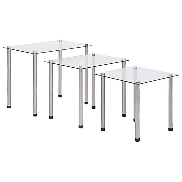 vidaXL Beistelltisch Satztische 3-tlg. Transparent Hartglas günstig online kaufen