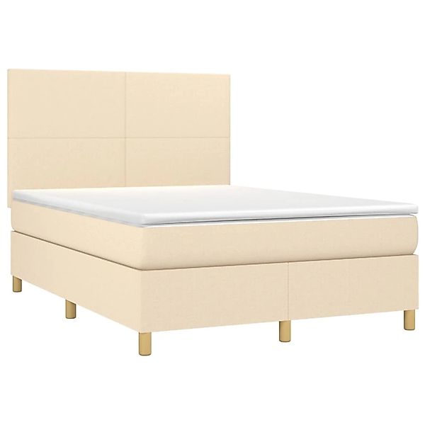 vidaXL Boxspringbett mit Matratze & LED Creme 140x200 cm Stoff 3135282 günstig online kaufen
