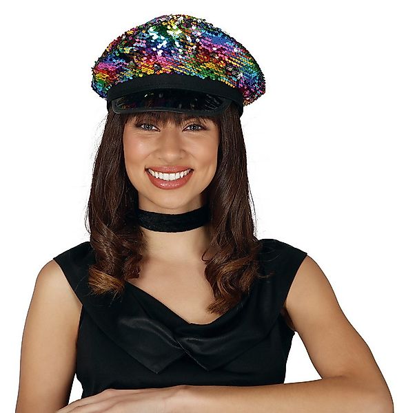 Fiestas Guirca Kostüm, Polizei Karneval Hut Regenbogen Pailletten Mütze Fas günstig online kaufen