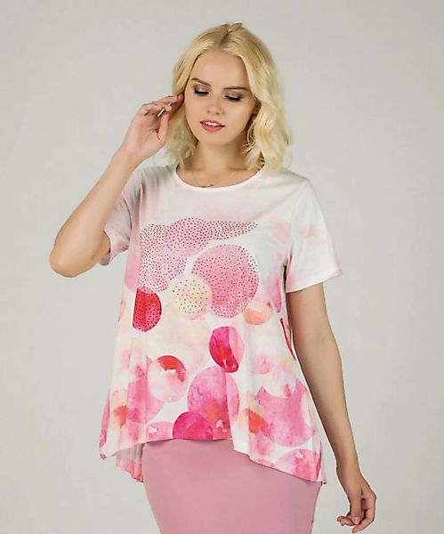 Passioni T-Shirt Rosa T-Shirt mit Strasssteinen und Muster günstig online kaufen