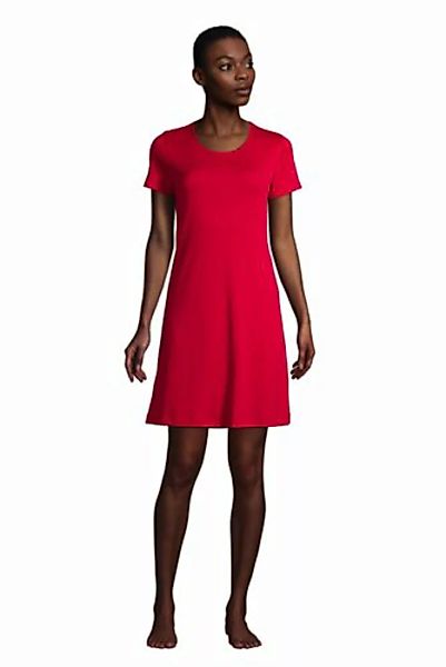 Knielanges Supima Kurzarm-Nachthemd, Damen, Größe: M Normal, Rot, Jersey, b günstig online kaufen