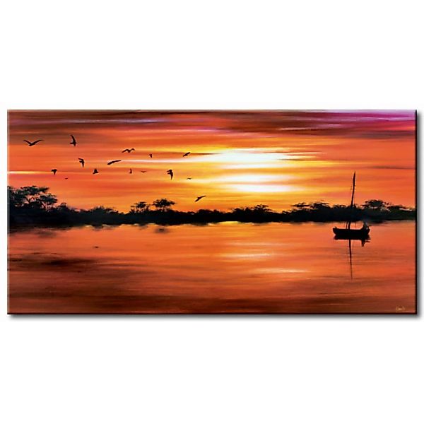 Leinwandbild Sonnenuntergang im verlassenen Boot  XXL günstig online kaufen