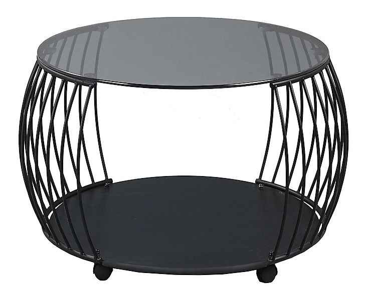 M2 Kollektion Couchtisch SHANGHAI, Ø 60 cm, Grauglas, mit Rollen, Schwarz, günstig online kaufen