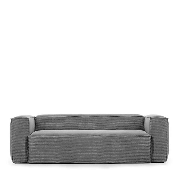 Graues Cord Sofa in modernem Design 210 cm breit günstig online kaufen