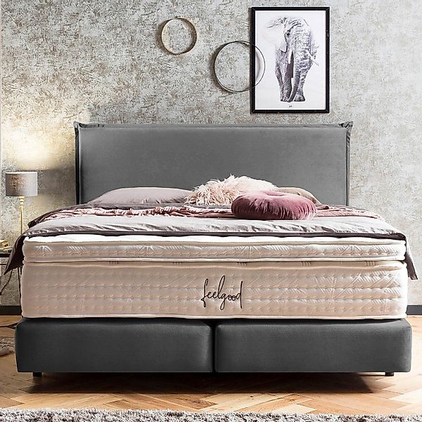 BettCo Boxspringbett London (in Dunkelgrau Samt, günstig online kaufen